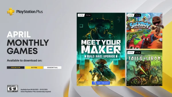 PlayStation Plus Monthly Games for April - Meet Your Maker, Sackboy-A Big Adventure, Tails of Iron